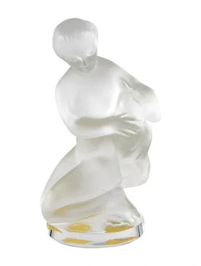Pre-owned Lalique Crystal Diana With Fawn Figurine In Clear