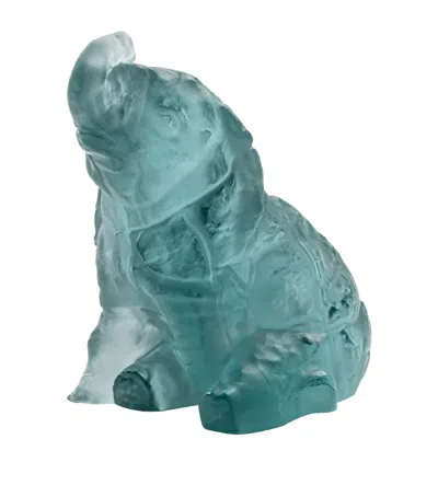 Lalique Crystal Elephant Sculpture In Persepolis Blue