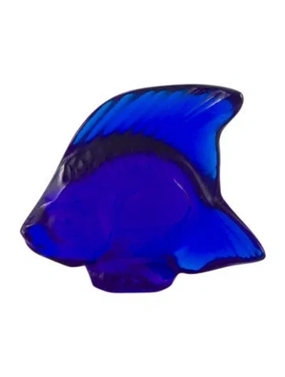 Pre-owned Lalique Crystal Fish Figurine In Blue