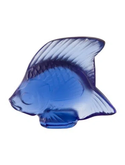Pre-owned Lalique Crystal Fish Figurine In Blue