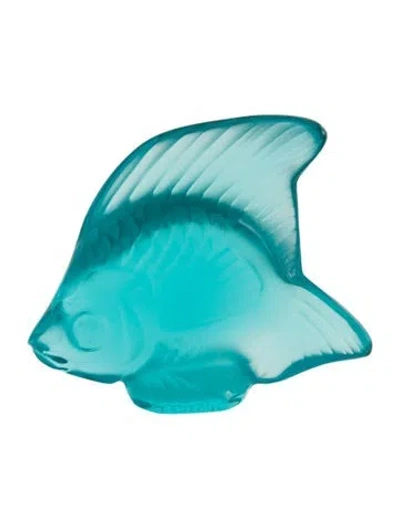 Pre-owned Lalique Crystal Fish Figurine In Blue
