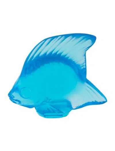 Pre-owned Lalique Crystal Fish Figurine In Blue