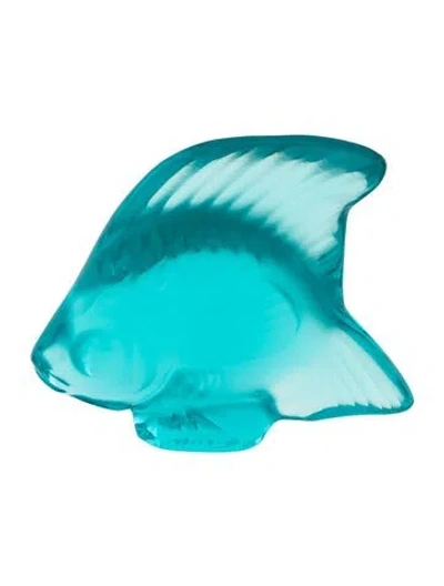 Pre-owned Lalique Crystal Fish Figurine In Blue