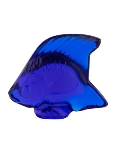 Pre-owned Lalique Crystal Fish Figurine In Blue