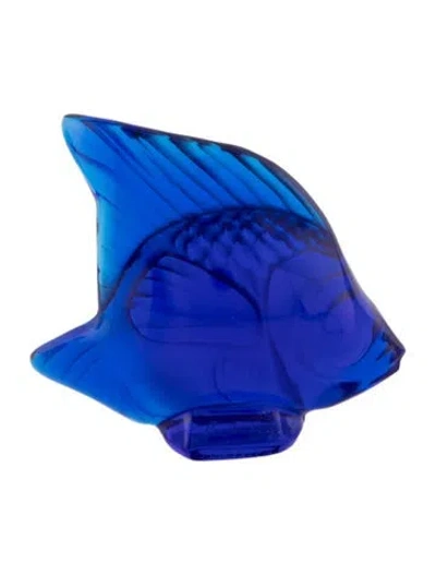 Pre-owned Lalique Crystal Fish Figurine In Blue
