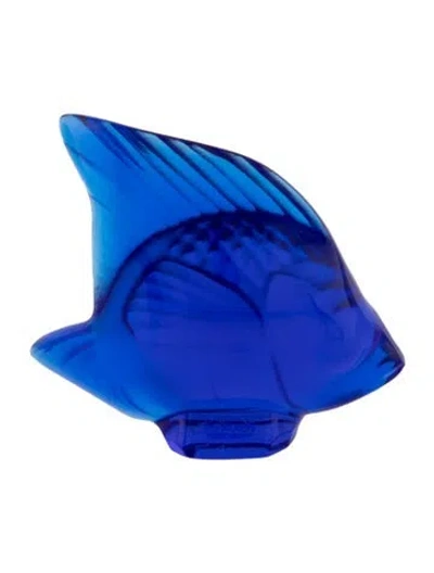 Pre-owned Lalique Crystal Fish Figurine In Blue