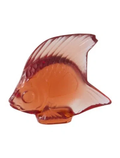 Pre-owned Lalique Crystal Fish Figurine In Brown