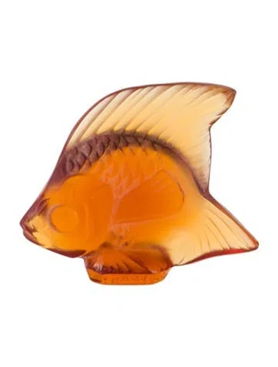 Pre-owned Lalique Crystal Fish Figurine In Brown