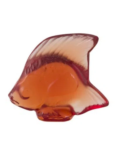 Pre-owned Lalique Crystal Fish Figurine In Brown