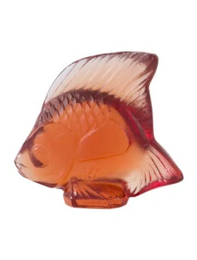 Pre-owned Lalique Crystal Fish Figurine In Brown
