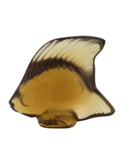 Pre-owned Lalique Crystal Fish Figurine In Brown