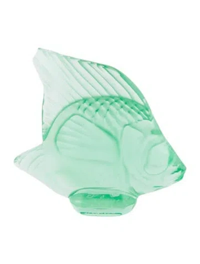 Pre-owned Lalique Crystal Fish Figurine In Green