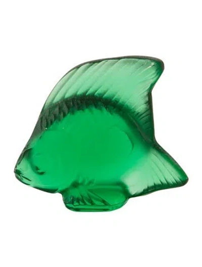 Pre-owned Lalique Crystal Fish Figurine In Green