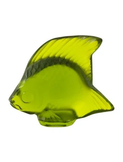 Pre-owned Lalique Crystal Fish Figurine In Green