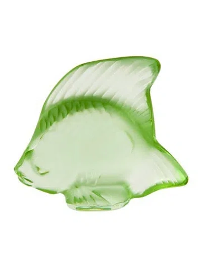 Pre-owned Lalique Crystal Fish Figurine In Green