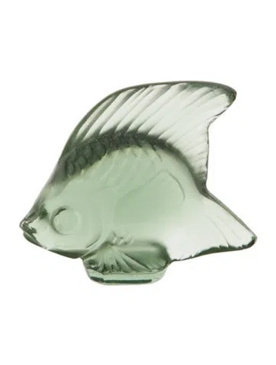 Pre-owned Lalique Crystal Fish Figurine In Green