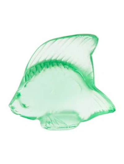 Pre-owned Lalique Crystal Fish Figurine In Green