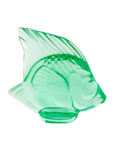 Pre-owned Lalique Crystal Fish Figurine In Green
