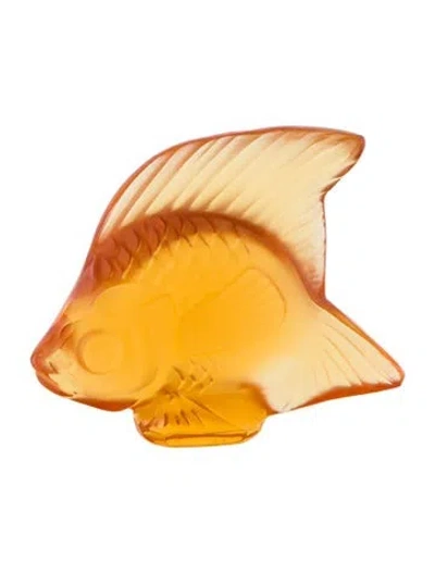 Pre-owned Lalique Crystal Fish Figurine In Orange