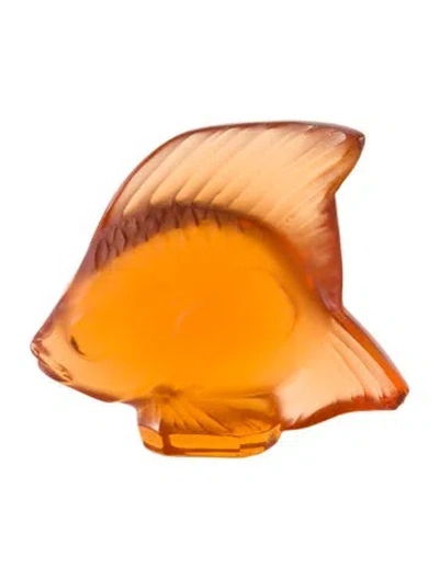 Pre-owned Lalique Crystal Fish Figurine In Orange