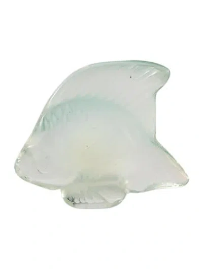 Pre-owned Lalique Crystal Fish Figurine Seal In Transparent