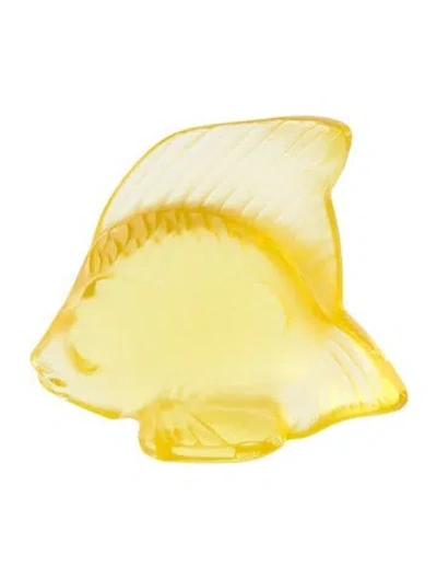 Pre-owned Lalique Crystal Fish Figurine In Yellow