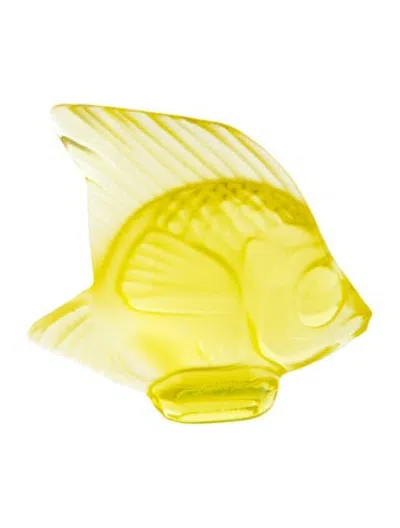 Pre-owned Lalique Crystal Fish Figurine In Yellow