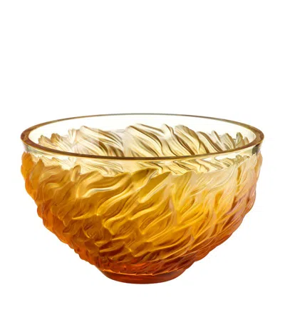 Lalique Crystal Fur-cut Bowl In Yellow