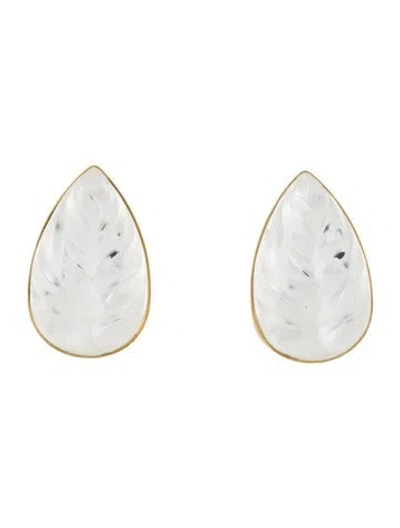 Pre-owned Lalique Crystal Heliconia Leaf Clip-on Earrings In Multi