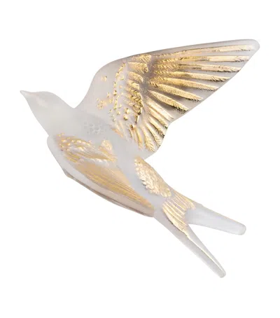 Lalique Crystal Hirondelles Wall Ornament In Gold