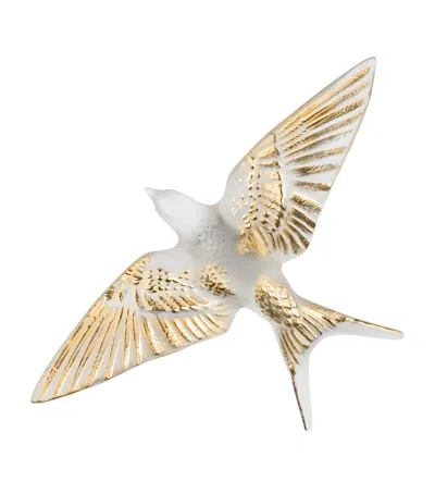 Lalique Crystal Hirondelles Wall Ornament In Gold