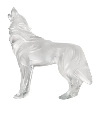 Lalique Crystal Howling Wolf Sculpture In Clear
