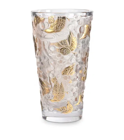 Lalique Crystal Large Merles Et Raisins Vase In Clear
