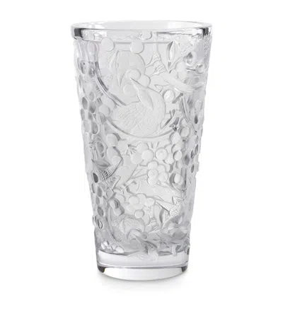 Lalique Crystal Large Merles Et Raisins Vase In Transparent