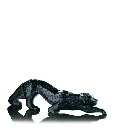 Lalique Crystal Large Zeila Panther Sculpture In Blue