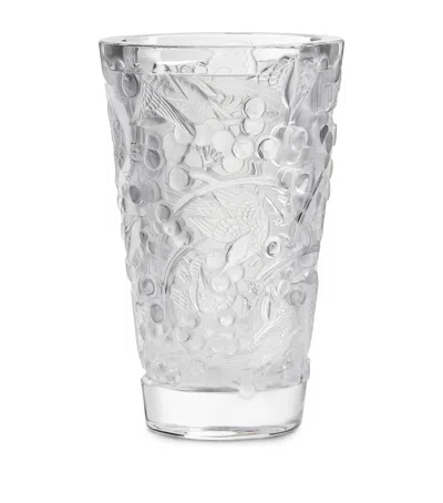 Lalique Crystal Merles Et Raisins Vase In Clear