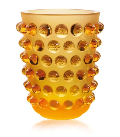 Lalique Crystal Mossi Vase In Orange