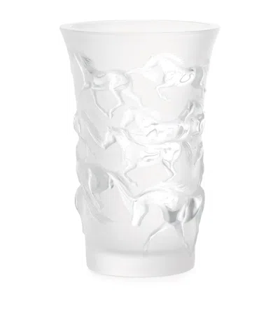 Lalique Crystal Mustang Vase In Clear