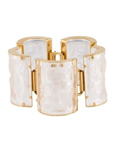 Pre-owned Lalique Crystal Nysa Link Bracelet, 6" In Multicolor
