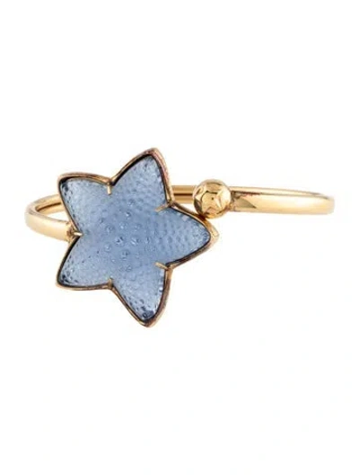 Pre-owned Lalique Crystal Oceania Starfish Cuff, 6.25" In Blue