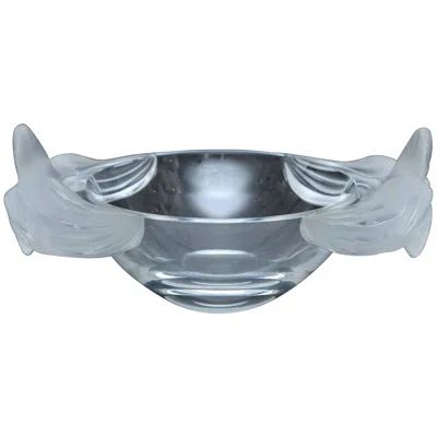 Pre-owned Lalique Crystal Oval Centerpiece Bowl, Orchid Design, France, 1980s In Purple