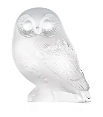 Lalique Crystal Owl Sculpture In Transparent