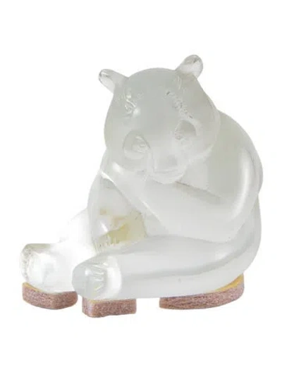 Pre-owned Lalique Crystal Panda Bear Figurine In Clear
