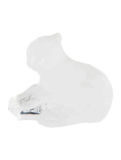 Pre-owned Lalique Crystal Panther Cub Figure In Transparent