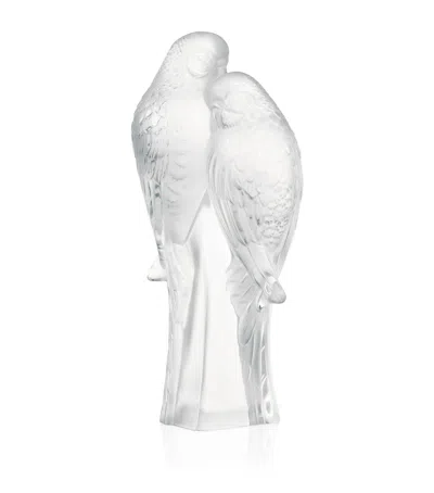 Lalique Crystal Parakeets Sculpture In Metallic