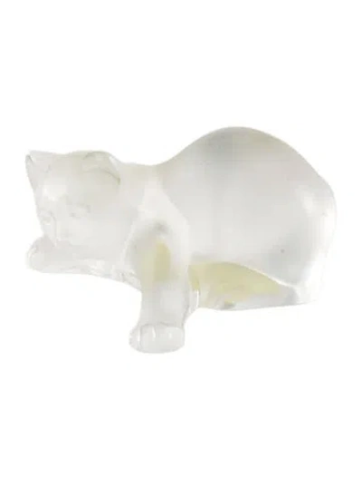 Pre-owned Lalique Crystal Playing Kitten Figurine In Transparent