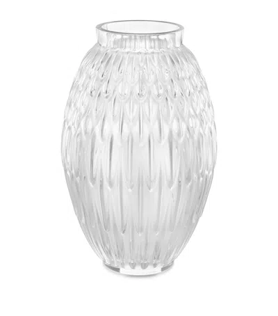 Lalique Crystal Plumes Vase In Transparent