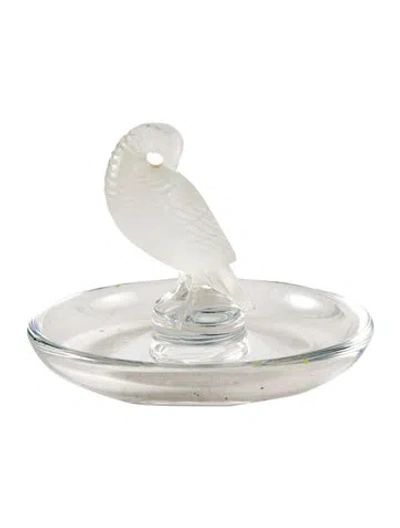 Pre-owned Lalique Crystal Quail Pin Tray In Transparent