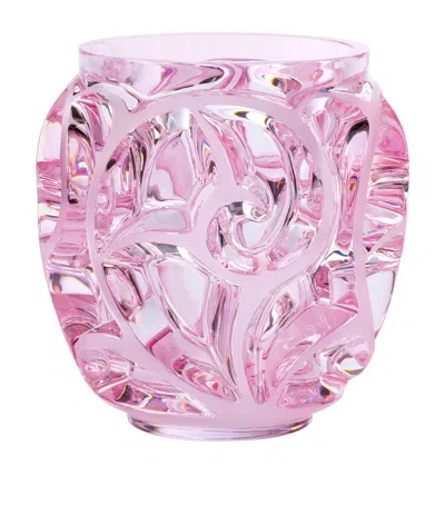 Lalique Crystal Rose Nebula Tourbillons Vase In Pink