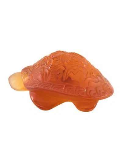 Pre-owned Lalique Crystal Sidonie Turtle Figurine In Brown